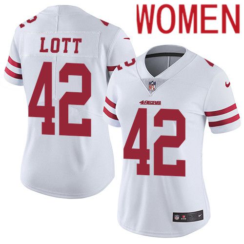 Women San Francisco 49ers #42 Ronnie Lott Nike White Vapor Limited NFL Jersey